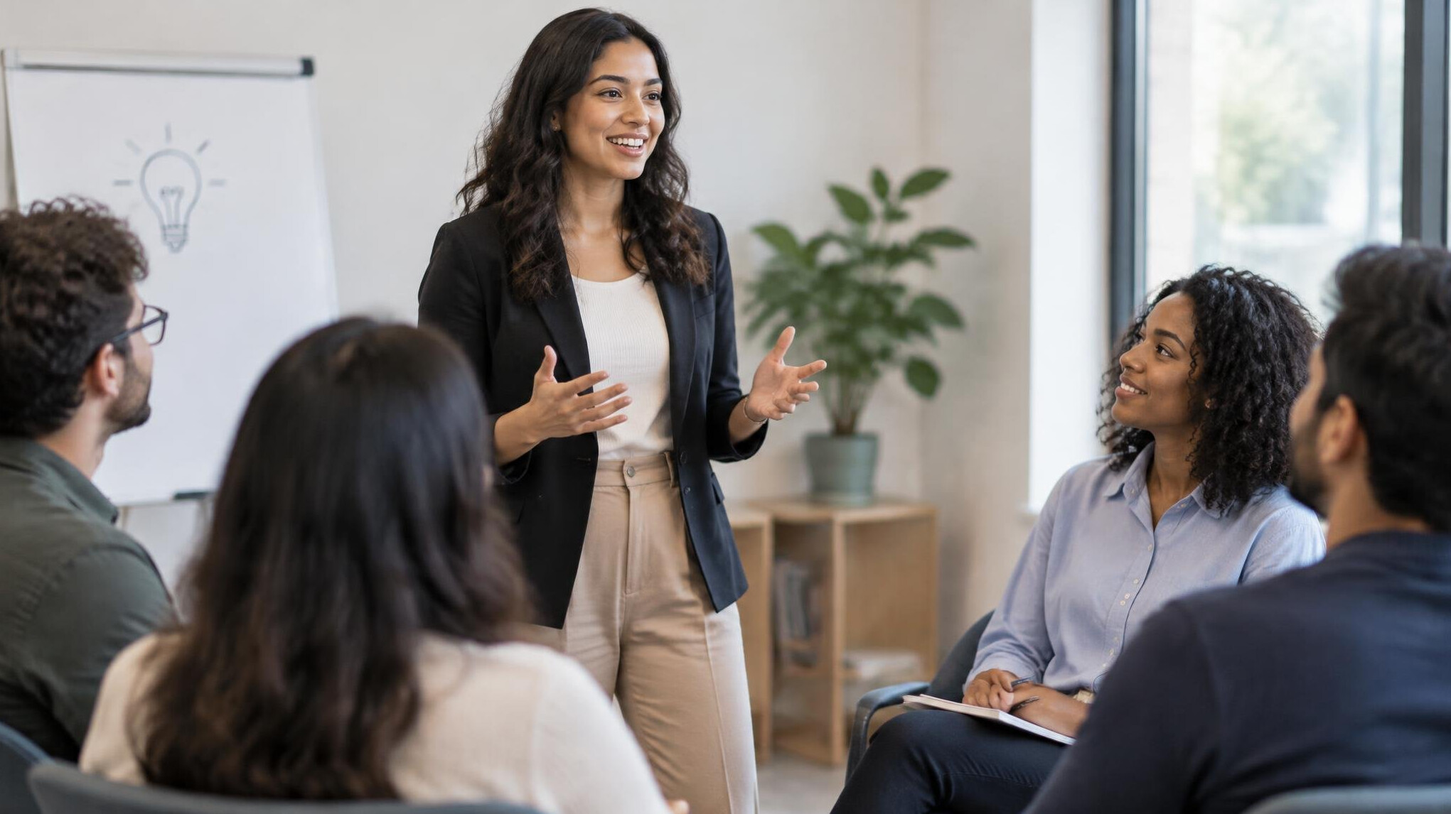 woman practicing public speaking